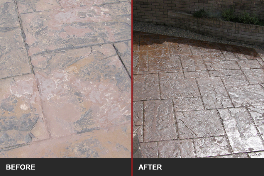 before and after image of concrete repair