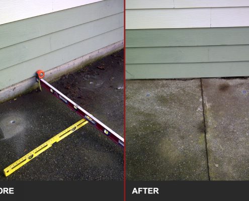 before and after image of concrete slab lifting